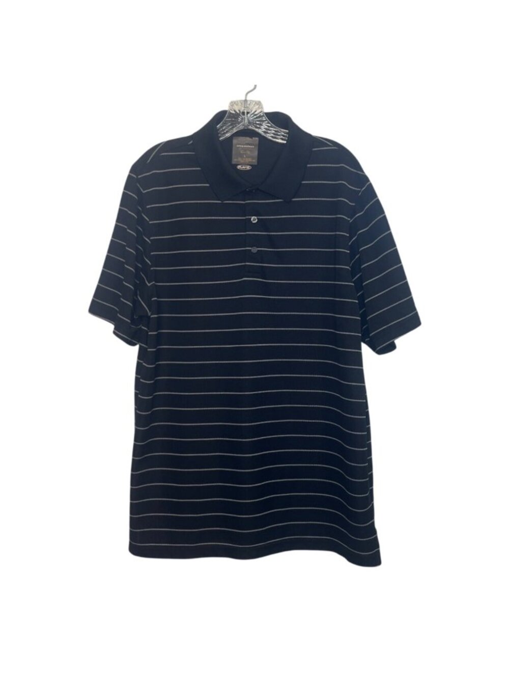 Greg Norman Tasso Elba Golf Polo Shirt Large Black Stripe